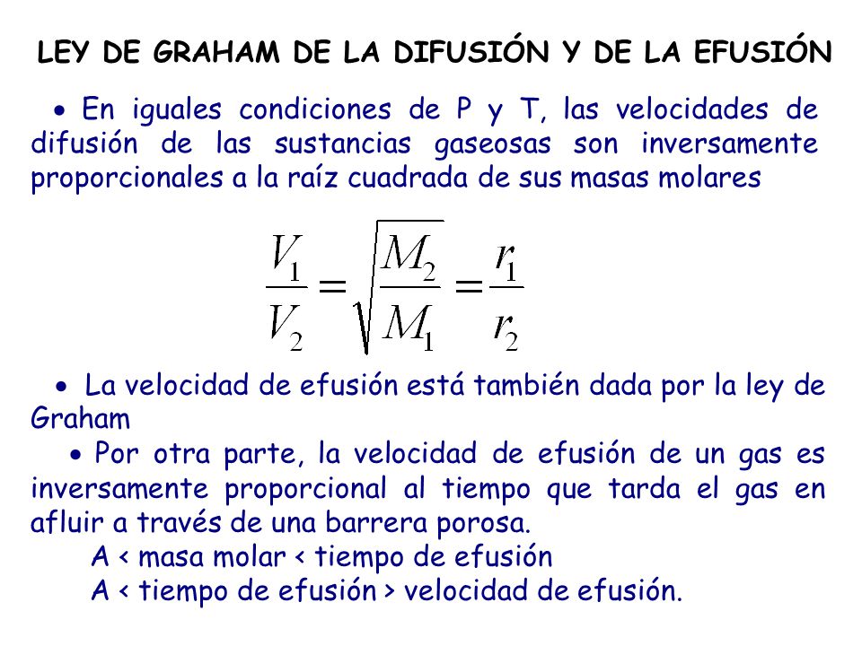 LEY DE GRAHAM DE LA DIFUSIÓN Y DE LA EFUSIÓN