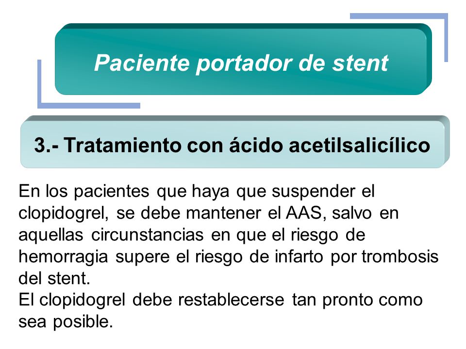 Paciente portador de stent 3.- Tratamiento con ácido acetilsalicílico