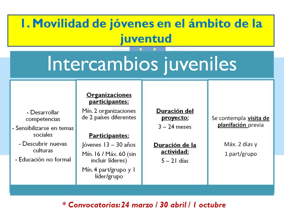 1. Movilidad de jóvenes en el ámbito de la juventud