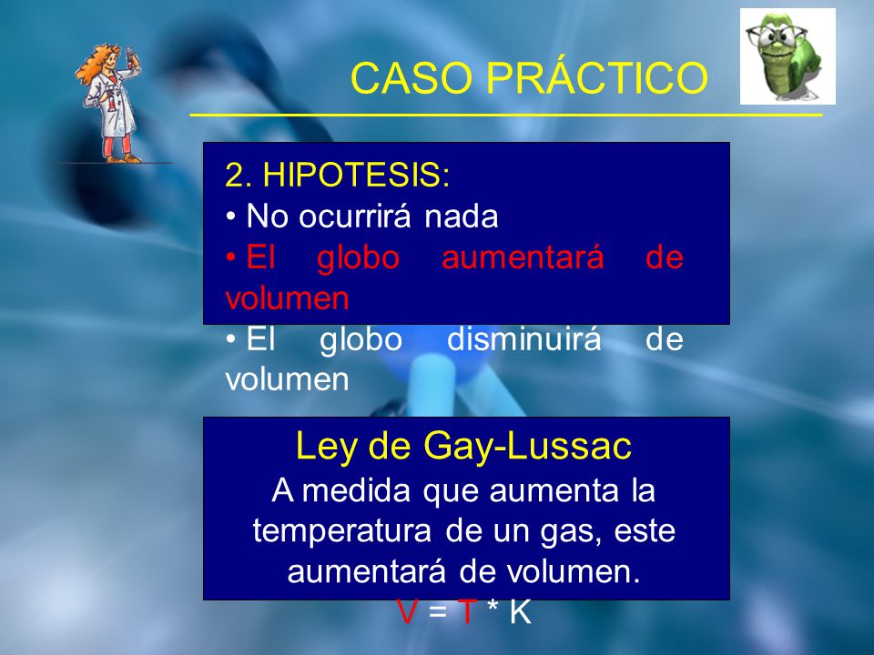 CASO PRÁCTICO Ley de Gay-Lussac 2. HIPOTESIS: No ocurrirá nada
