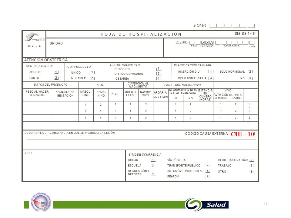 CIE - 10 FOLIO |___|___|___|___|___|___|