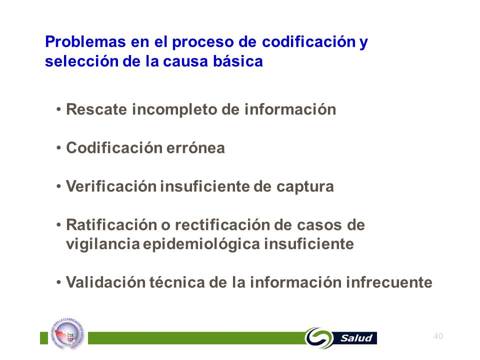 Problemas en el proceso de codificación y selección de la causa básica