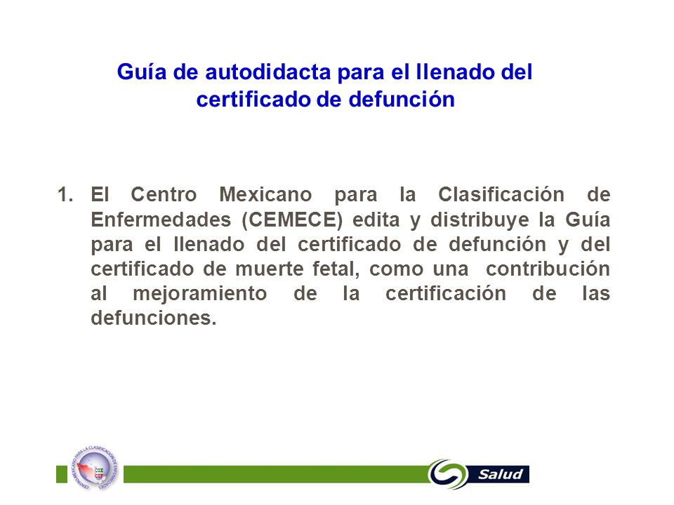 Guía de autodidacta para el llenado del certificado de defunción