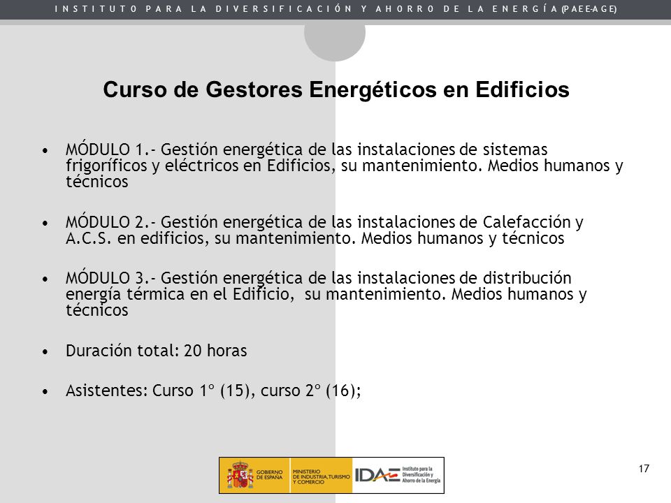 Curso de Gestores Energéticos en Edificios