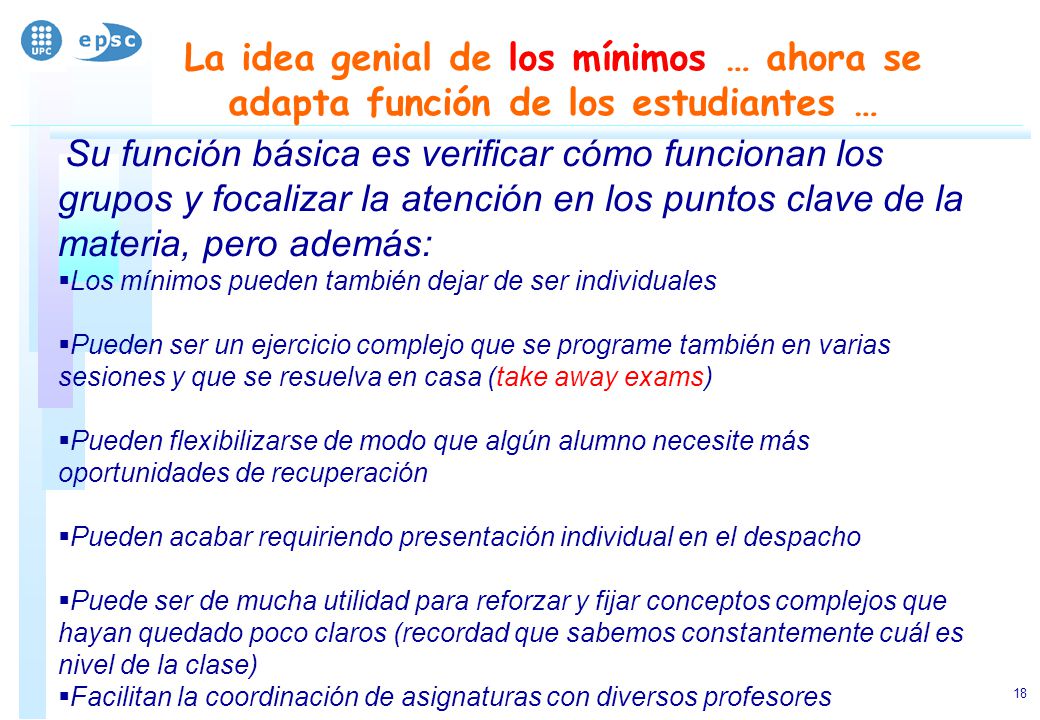 La idea genial de los mínimos … ahora se adapta función de los estudiantes …