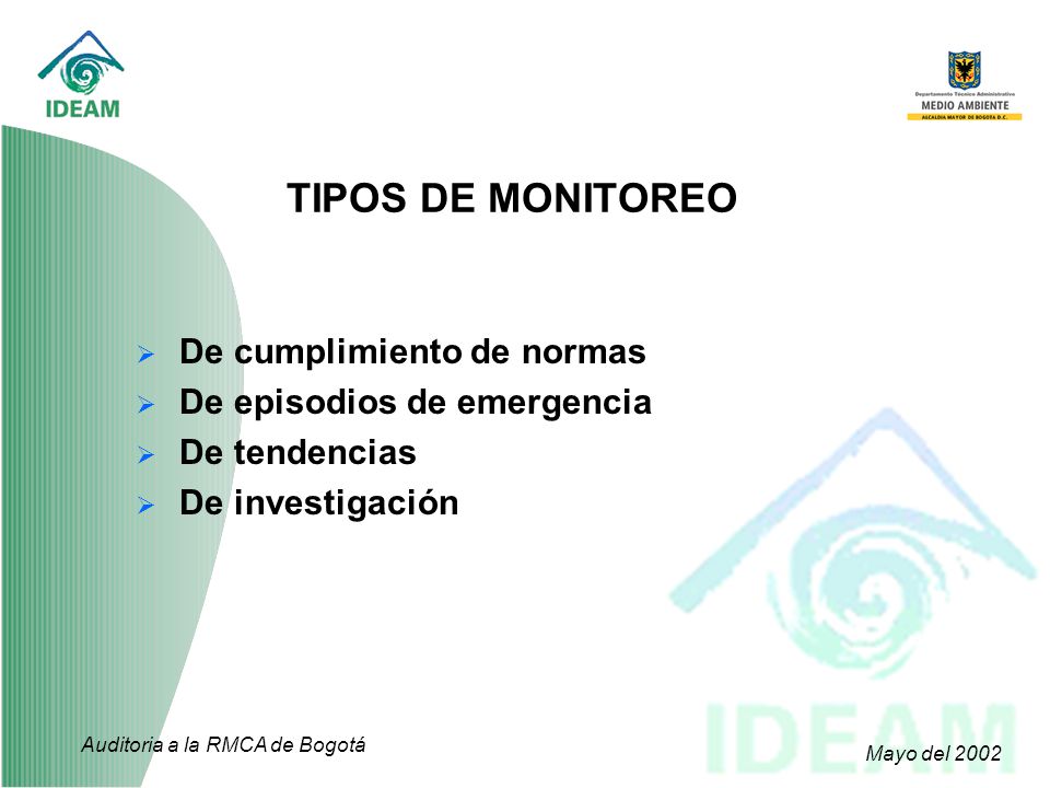 TIPOS DE MONITOREO De cumplimiento de normas