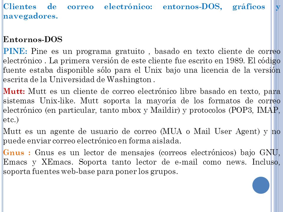 Clientes de correo electrónico: entornos-DOS, gráficos y navegadores