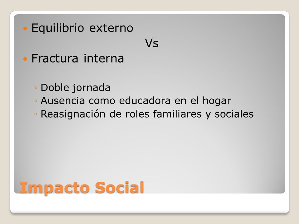 Impacto Social Equilibrio externo Vs Fractura interna Doble jornada