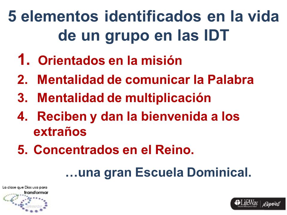5 elementos identificados en la vida de un grupo en las IDT