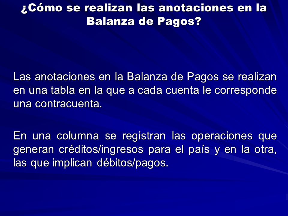 ¿Cómo se realizan las anotaciones en la Balanza de Pagos