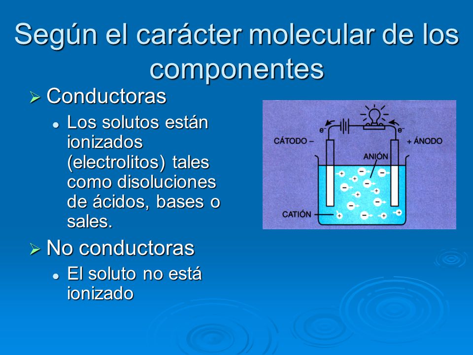 Según el carácter molecular de los componentes