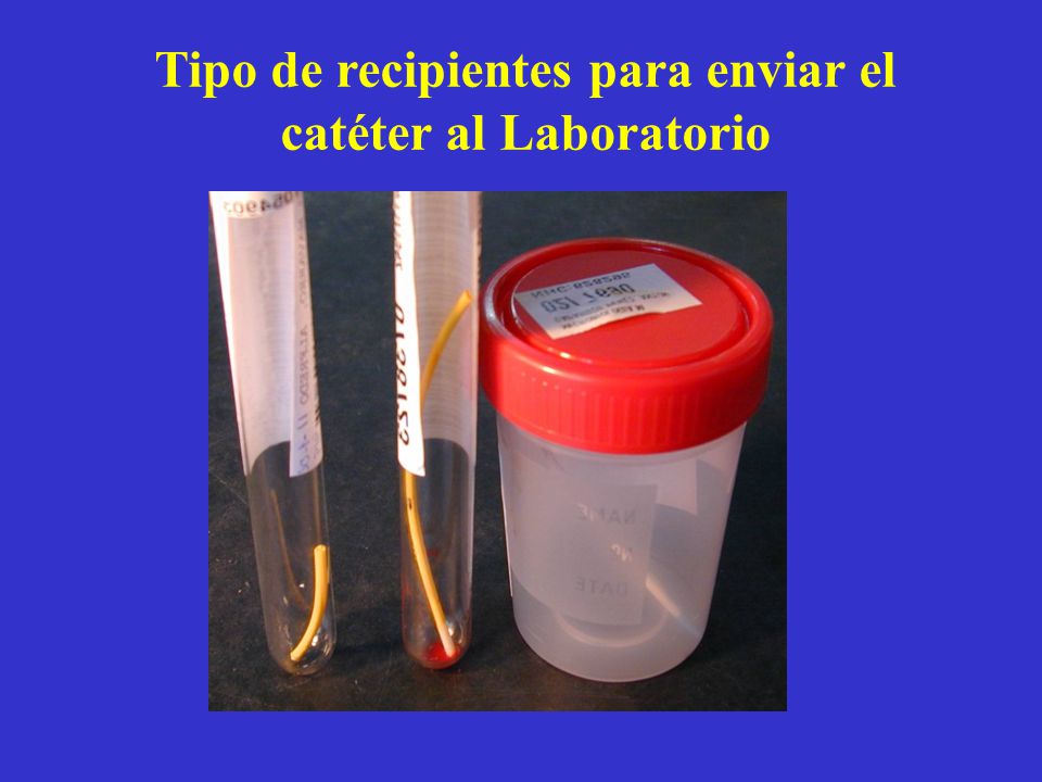 Tipo de recipientes para enviar el catéter al Laboratorio