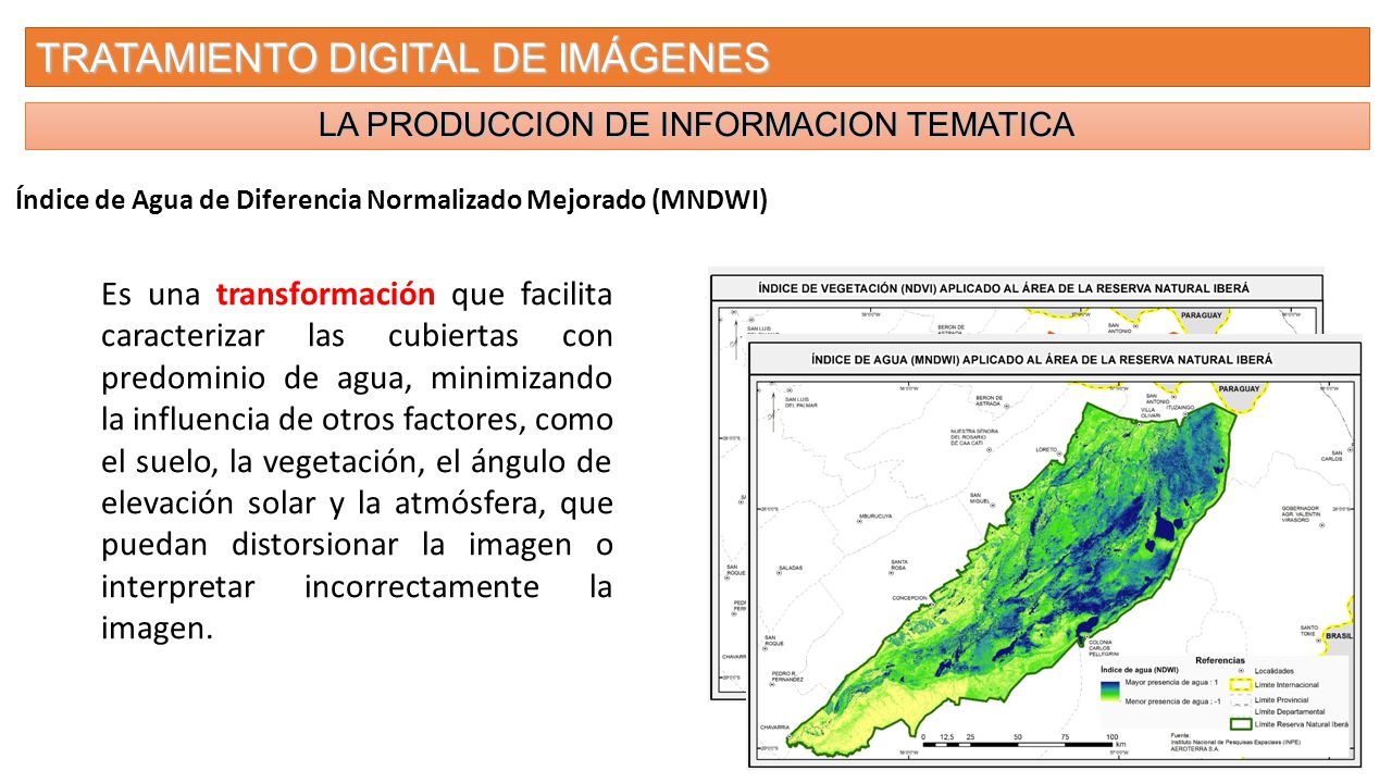 Índice de Agua de Diferencia Normalizado Mejorado (MNDWI)
