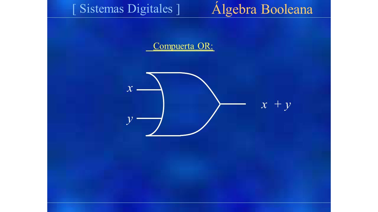 [ Sistemas Digitales ] Álgebra Booleana Compuerta OR: x x + y y