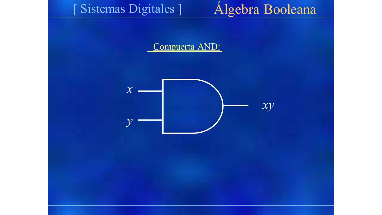 [ Sistemas Digitales ] Álgebra Booleana Compuerta AND: x xy y
