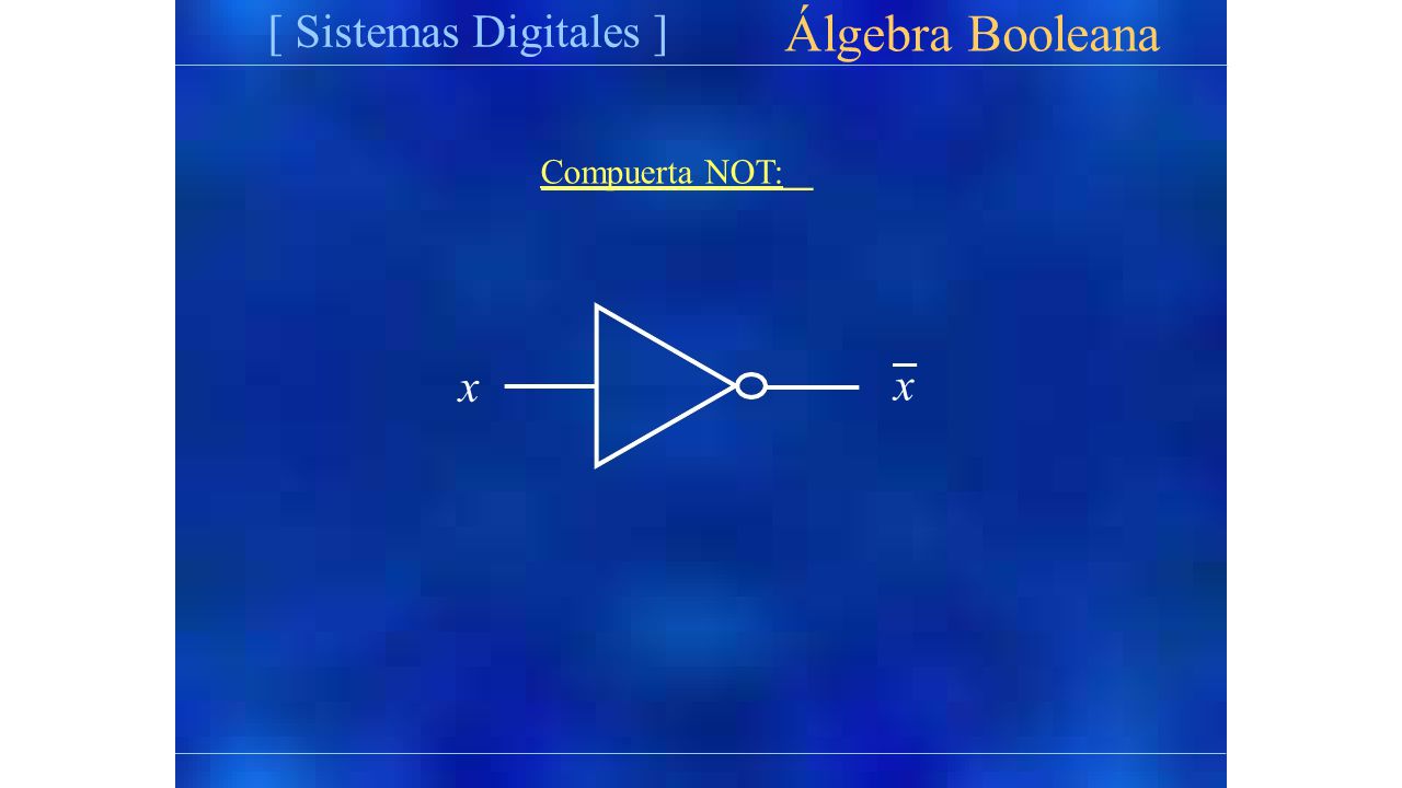 [ Sistemas Digitales ] Álgebra Booleana Compuerta NOT: x x