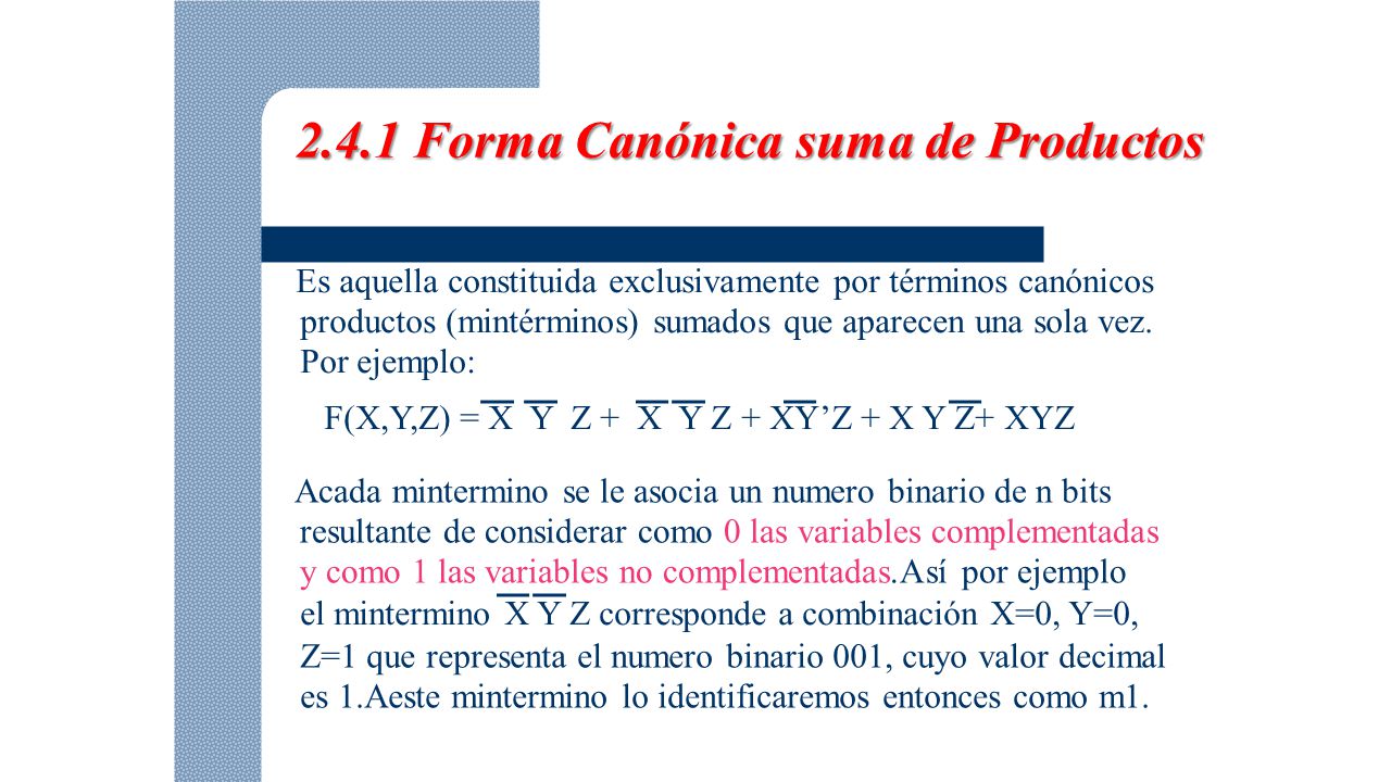 2.4.1 Forma Canónica suma de Productos