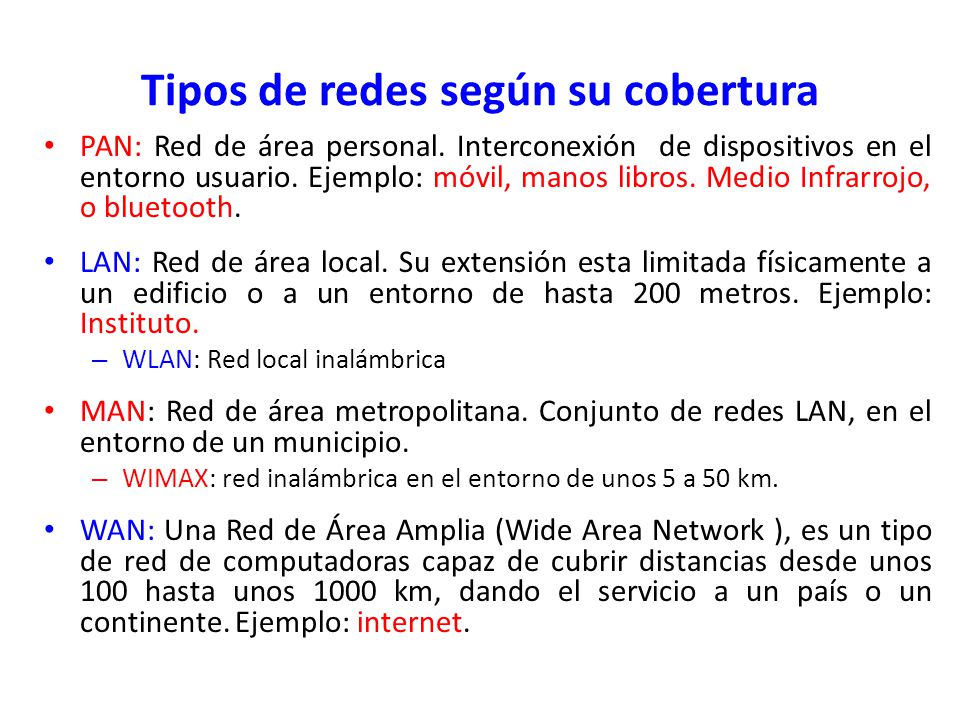 Tipos de redes según su cobertura