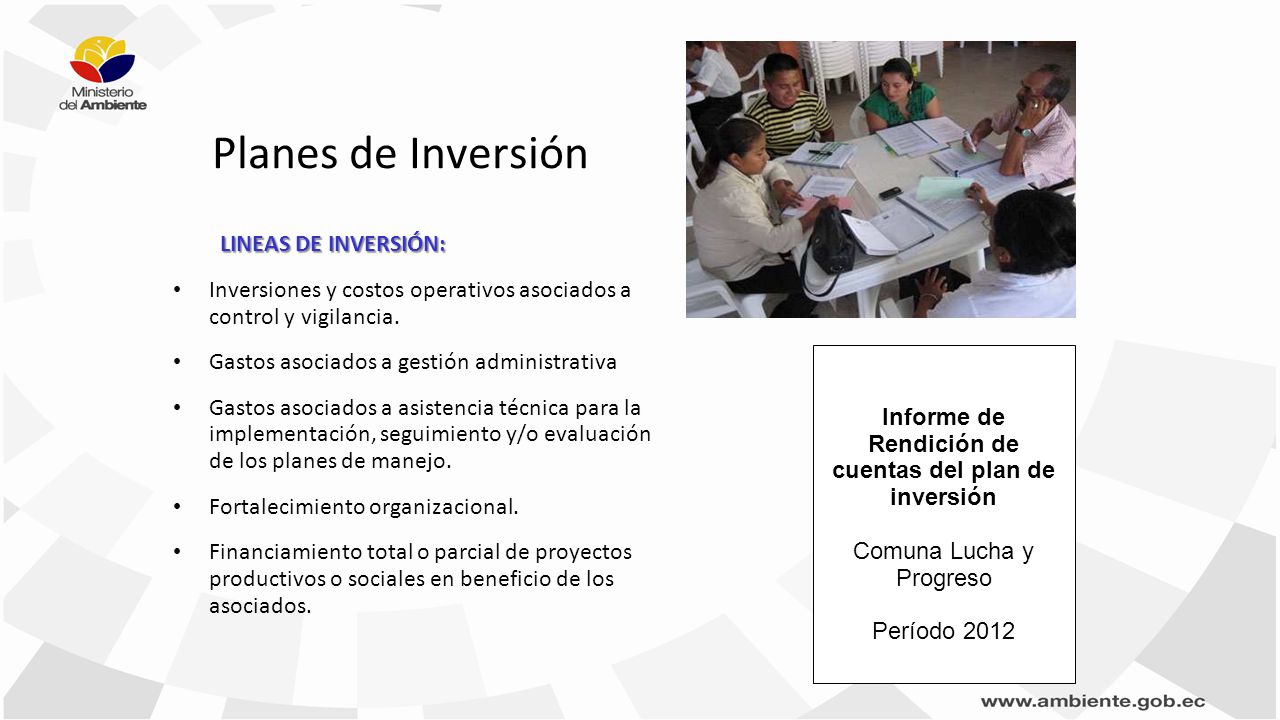 Informe de Rendición de cuentas del plan de inversión