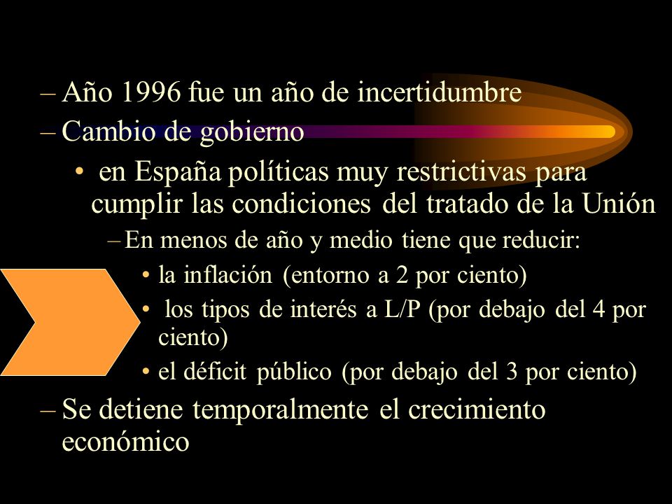 Año 1996 fue un año de incertidumbre Cambio de gobierno