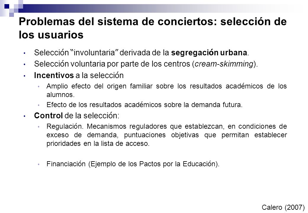 Problemas del sistema de conciertos: selección de los usuarios