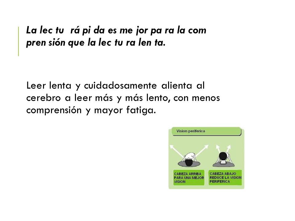 La lec tu rá pi da es me jor pa ra la com pren sión que la lec tu ra len ta.