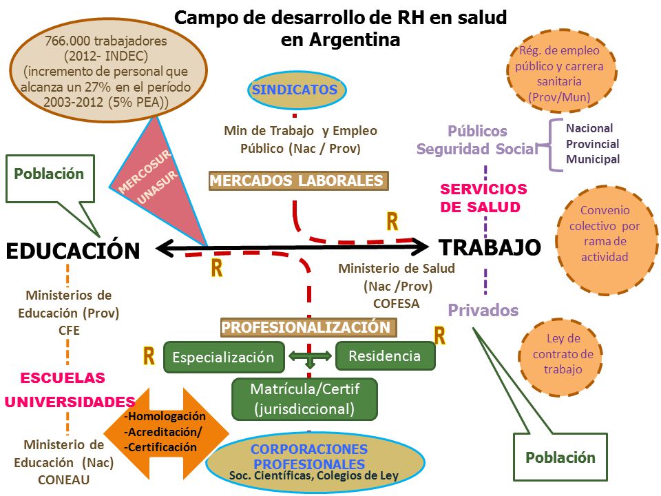 R TRABAJO EDUCACIÓN R R R R Campo de desarrollo de RH en salud