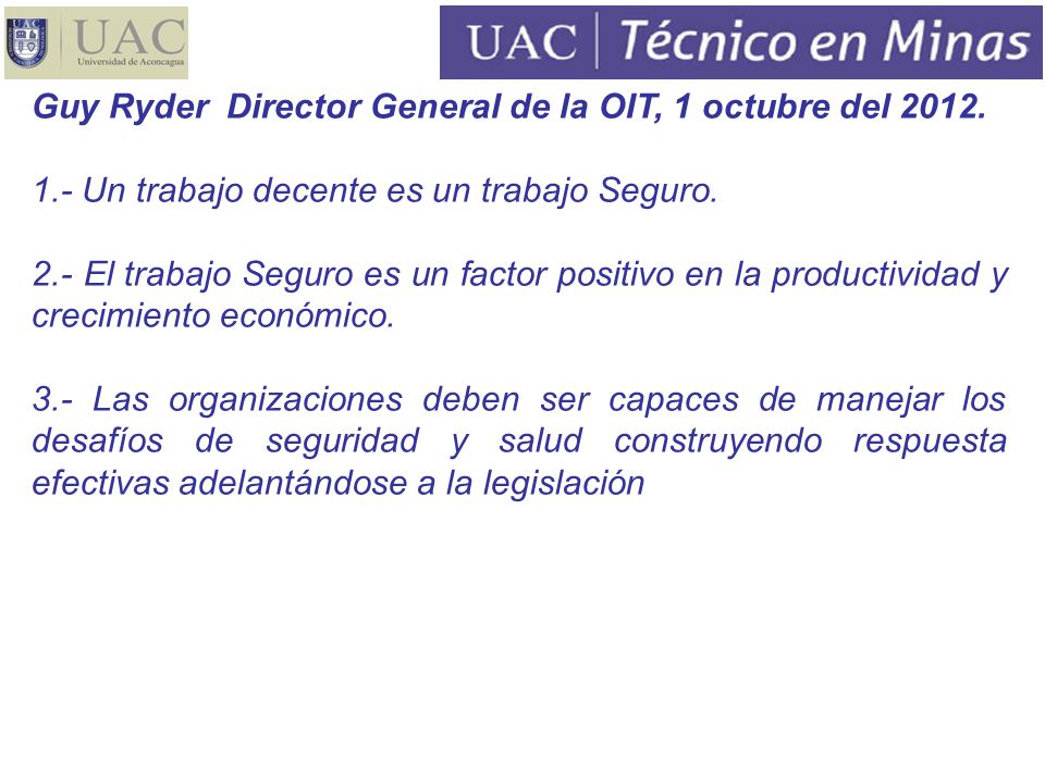 Guy Ryder Director General de la OIT, 1 octubre del 2012.