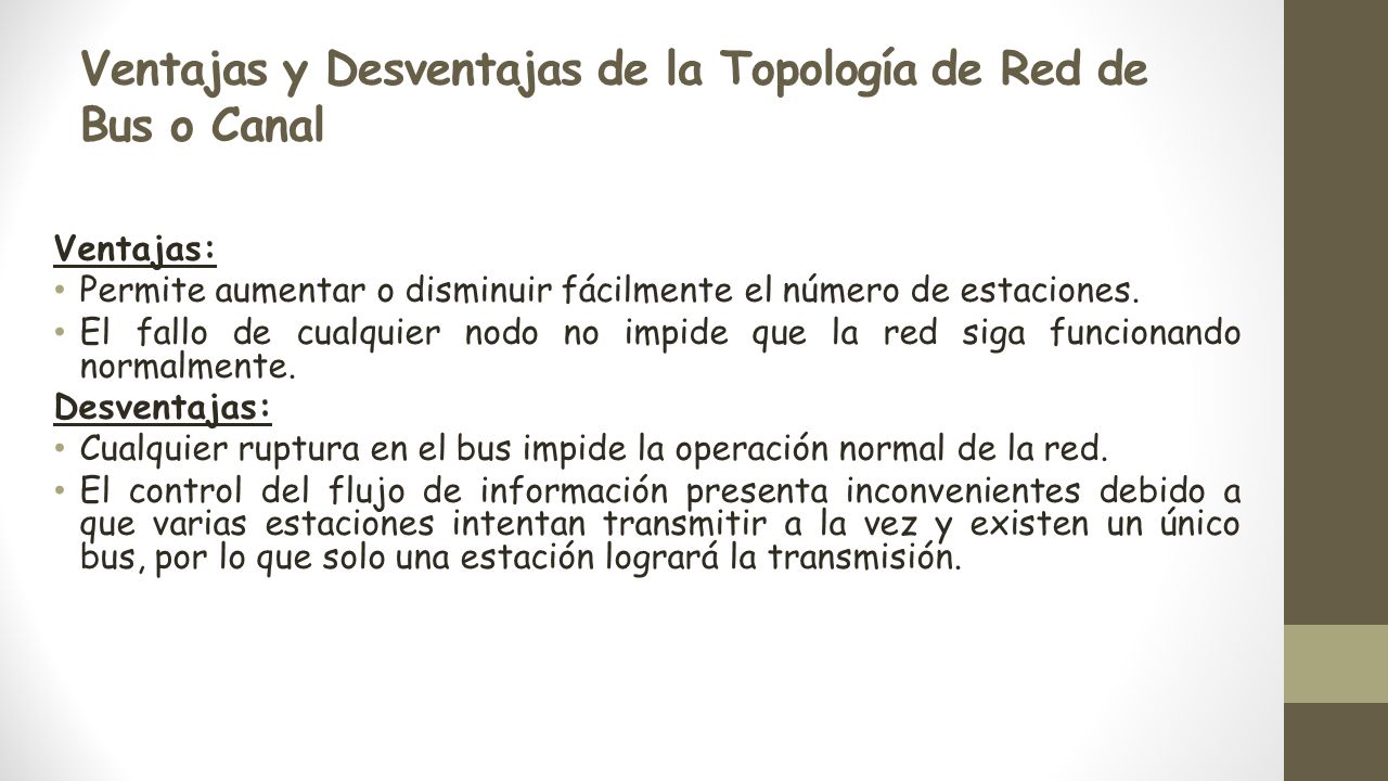 Ventajas y Desventajas de la Topología de Red de Bus o Canal