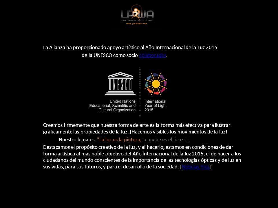 La Alianza ha proporcionado apoyo artístico al Año Internacional de la Luz 2015