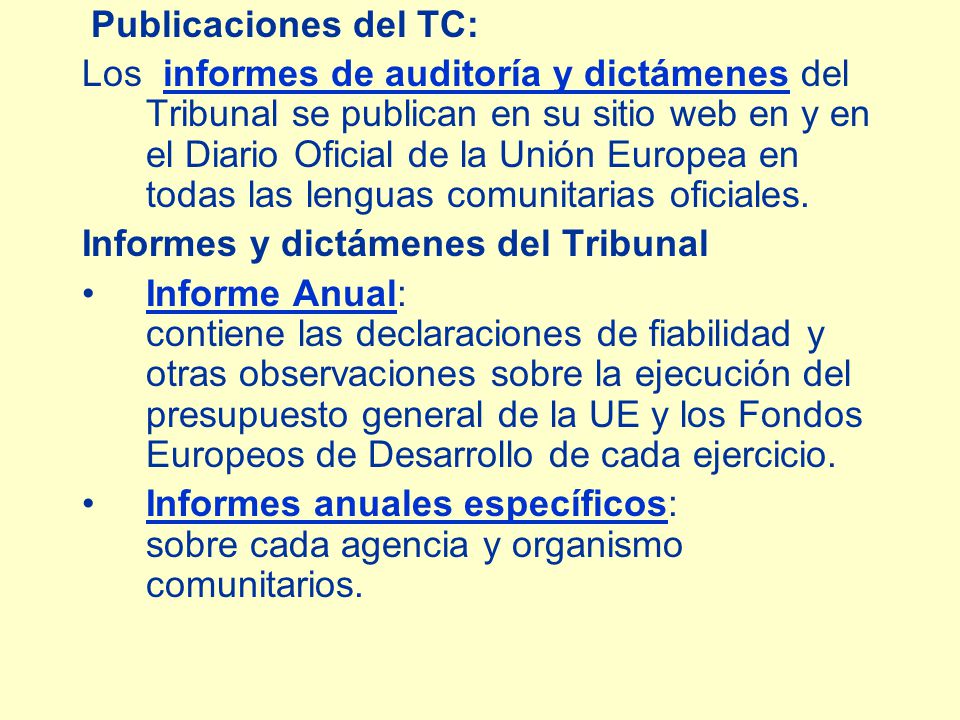 Publicaciones del TC: