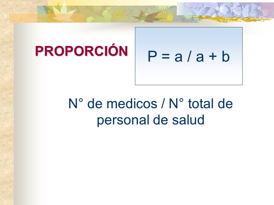 N° de medicos / N° total de personal de salud