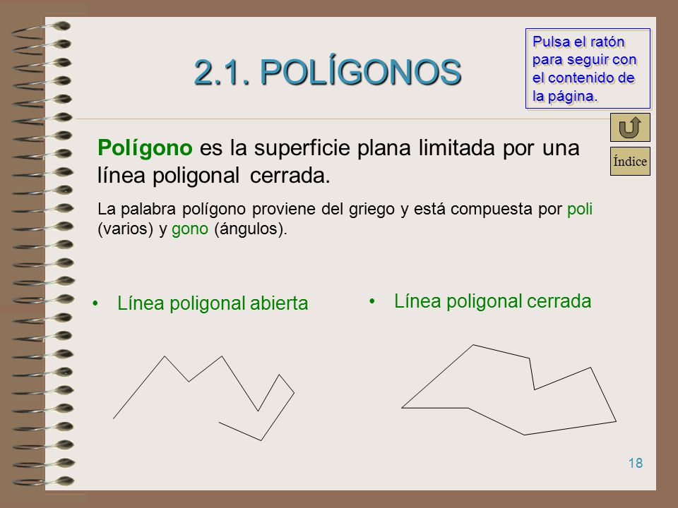 2.1. POLÍGONOS Polígono es la superficie plana limitada por una línea poligonal cerrada.