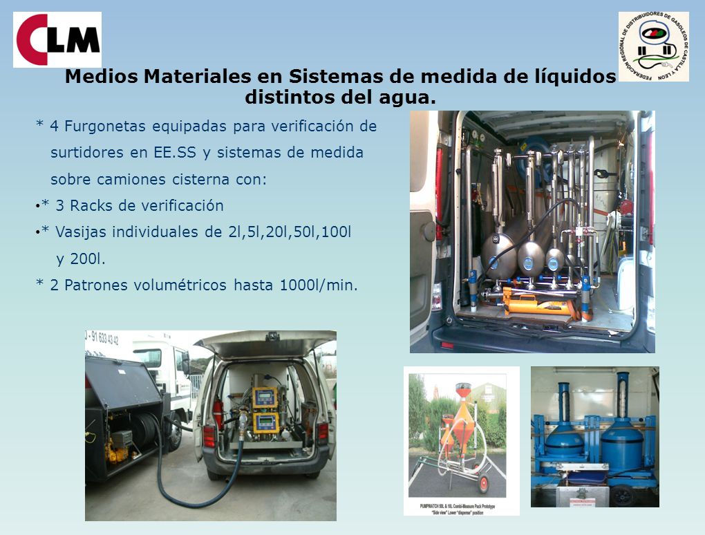 Medios Materiales en Sistemas de medida de líquidos distintos del agua.
