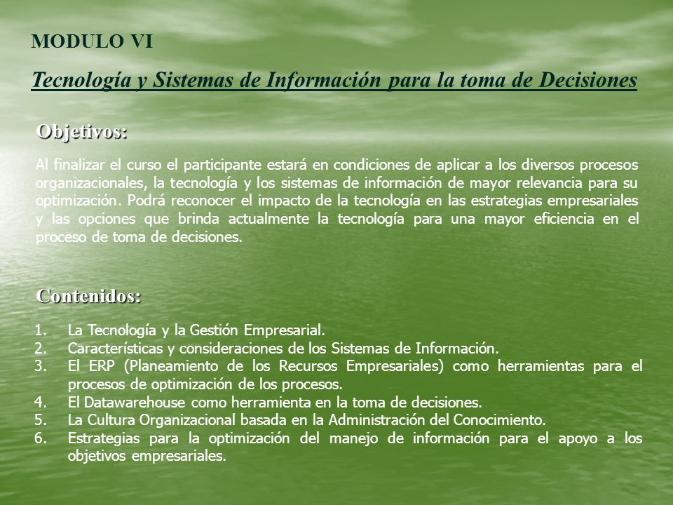 Tecnología y Sistemas de Información para la toma de Decisiones