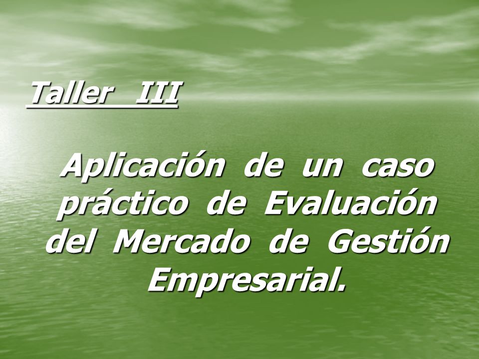 Taller III Aplicación de un caso práctico de Evaluación del Mercado de Gestión Empresarial.