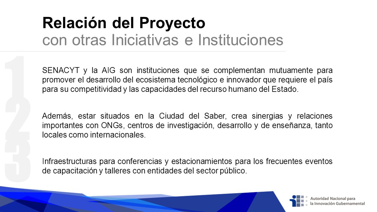 1 2 3 Relación del Proyecto con otras Iniciativas e Instituciones