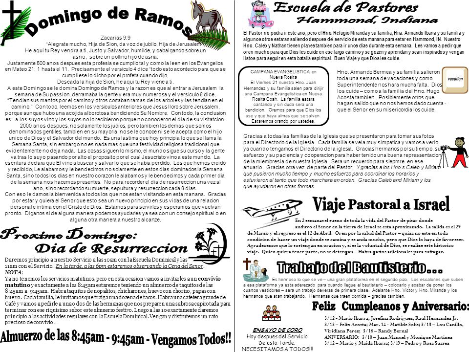 Viaje Pastoral a Israel Proximo Domingo: Dia de Resurreccion