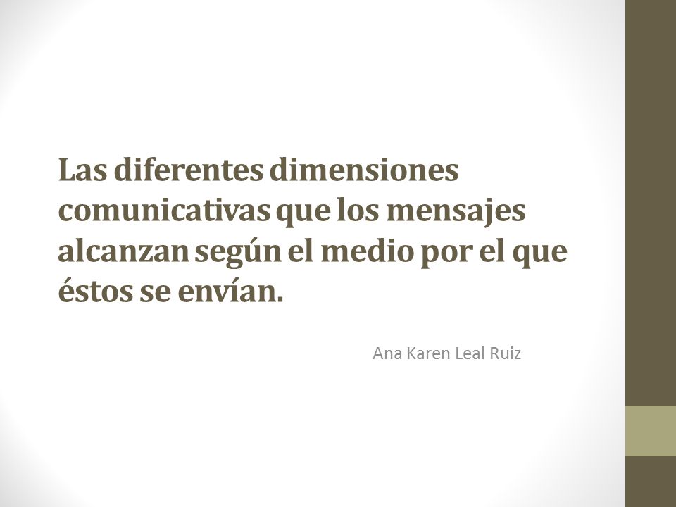 Las diferentes dimensiones comunicativas que los mensajes alcanzan según el medio por el que éstos se envían.