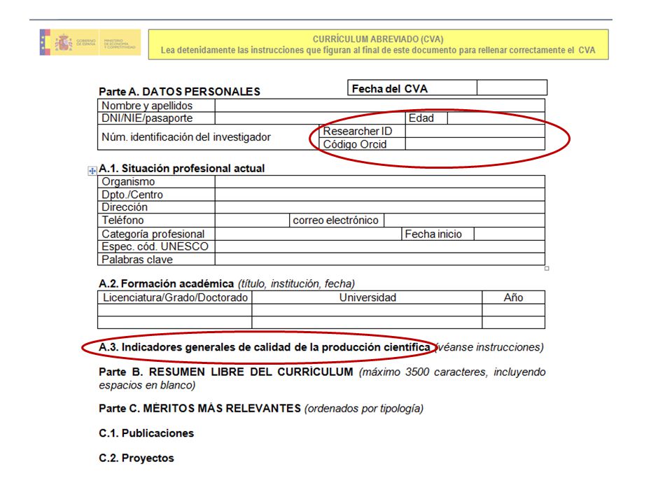 Ajuda molt tenir els perfils creats per omplir aquest apartat d’indicadors. Si no els tenen i volen crear-se’ls: pàgina web Campanya ORCID o CAU a Biblioteca