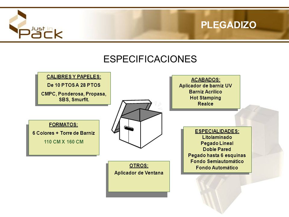 CMPC, Ponderosa, Propasa, SBS, Smurfit. 6 Colores + Torre de Barniz