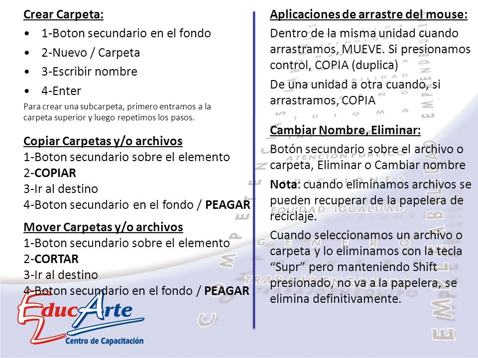 1-Boton secundario en el fondo 2-Nuevo / Carpeta 3-Escribir nombre