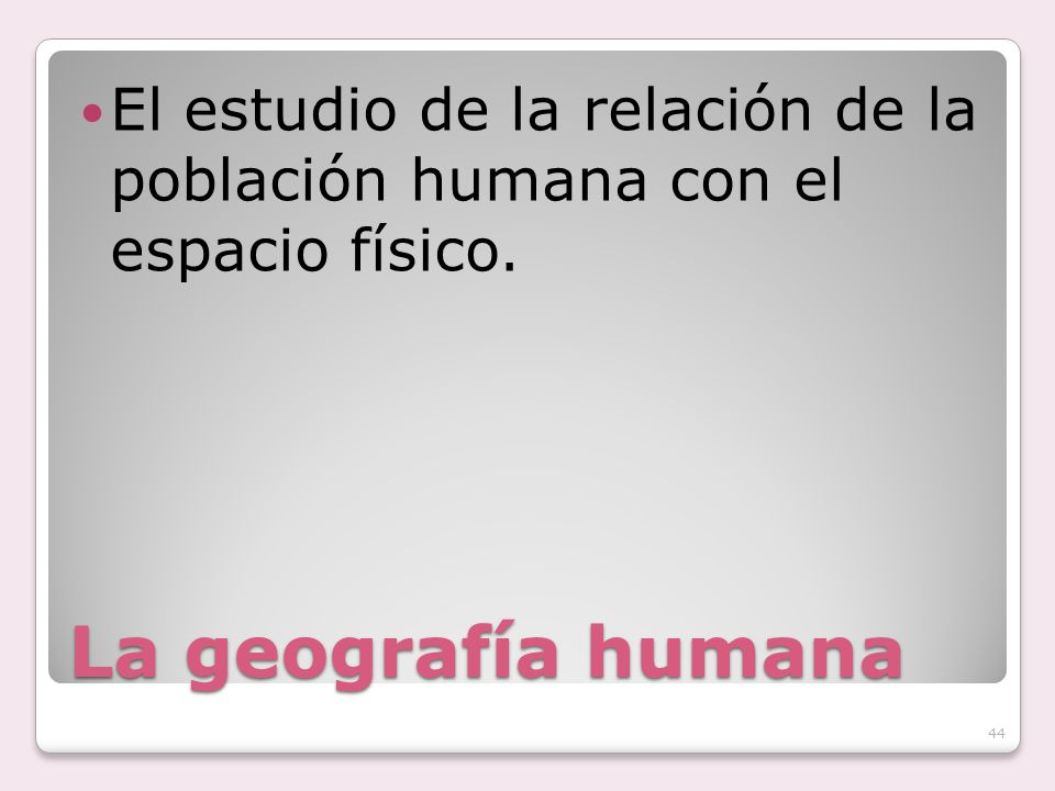 El estudio de la relación de la población humana con el espacio físico.