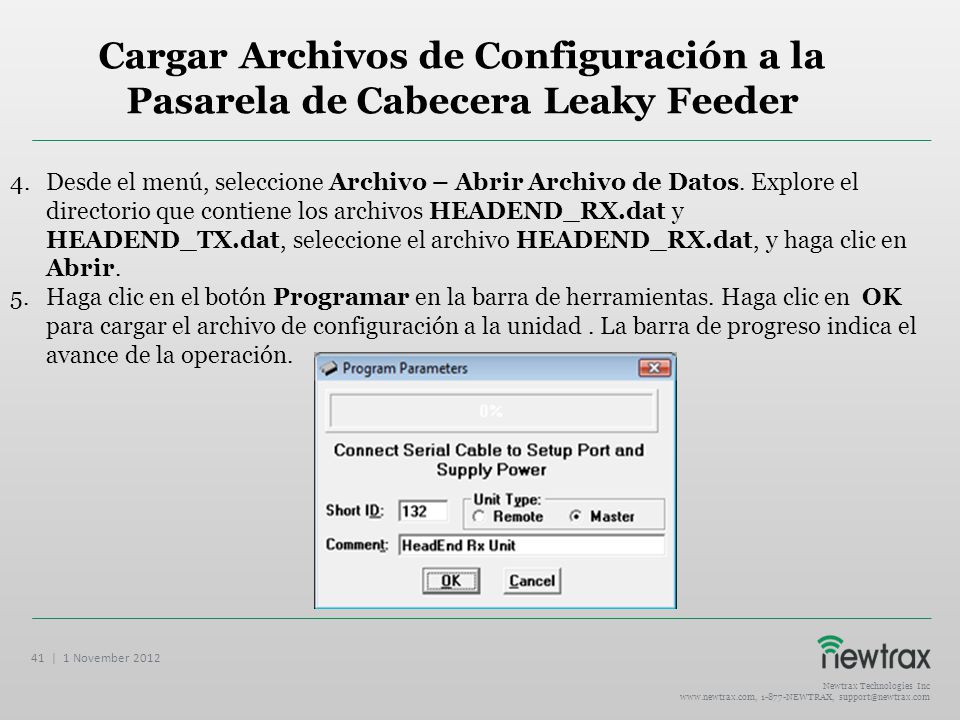 Cargar Archivos de Configuración a la Pasarela de Cabecera Leaky Feeder