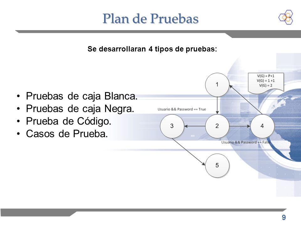 Se desarrollaran 4 tipos de pruebas: