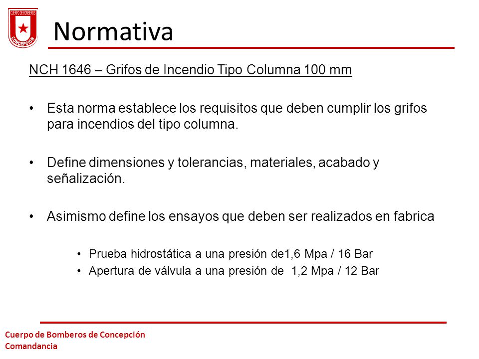 Normativa NCH 1646 – Grifos de Incendio Tipo Columna 100 mm