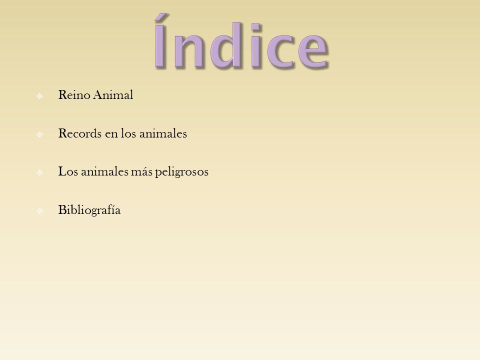 Índice Reino Animal Records en los animales