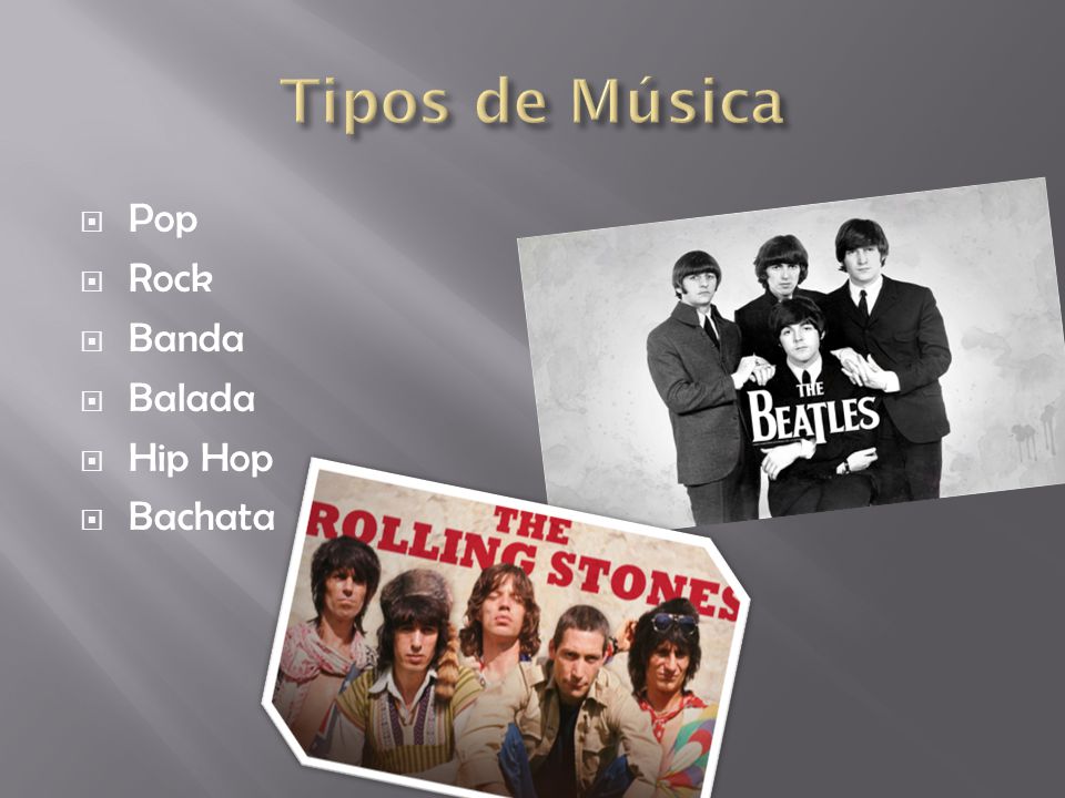 Tipos de Música Pop Rock Banda Balada Hip Hop Bachata