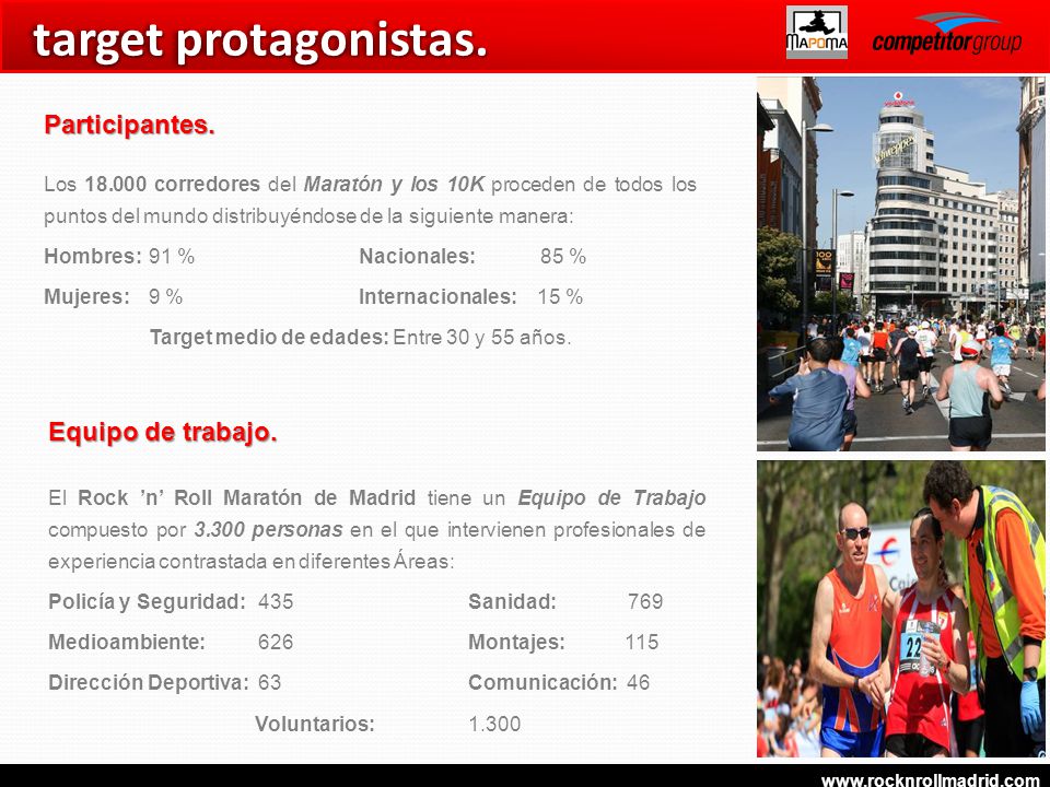 target protagonistas. Participantes. Equipo de trabajo.