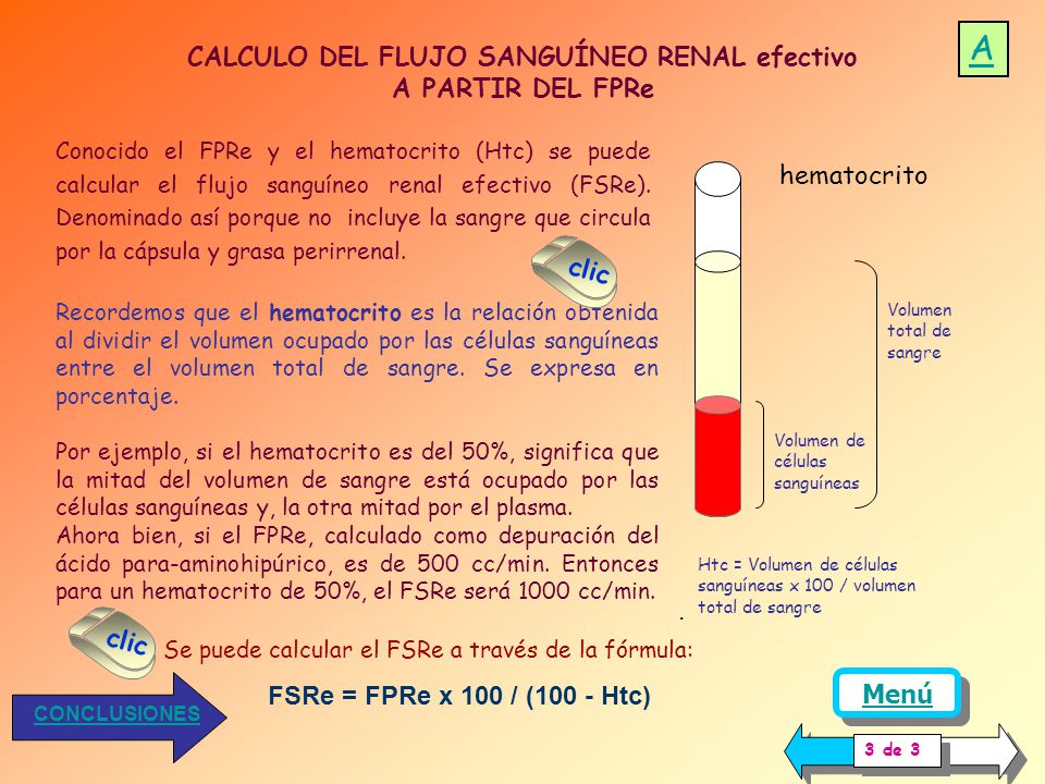 CALCULO DEL FLUJO SANGUÍNEO RENAL efectivo A PARTIR DEL FPRe